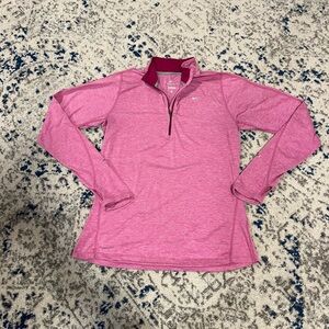 Nike dry fit run 1/4 zip pink with burgundy collar. Size medium